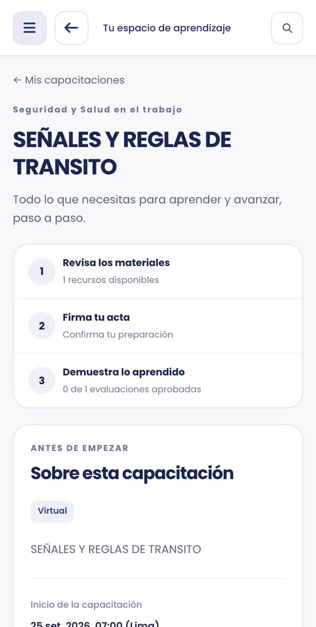 Curso en tres pasos: materiales, firma y evaluación
