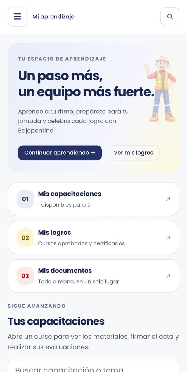 Inicio del colaborador en el celular