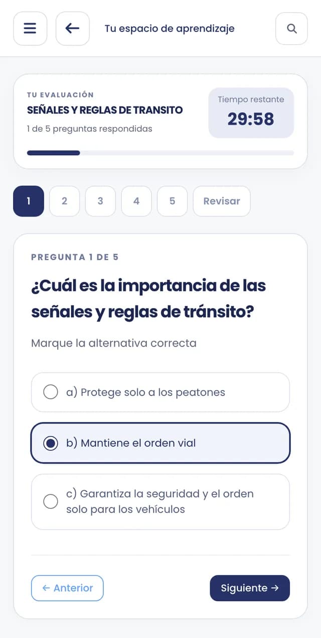 Pregunta de evaluación con temporizador